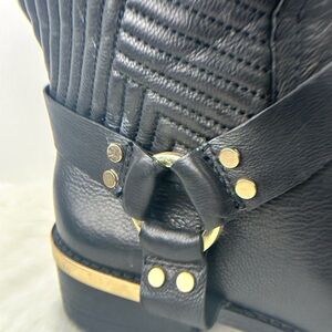 Like New Chic Black Quilted Moto Boots